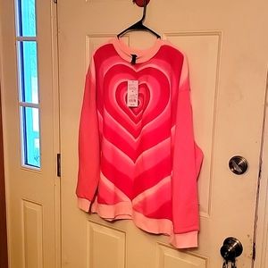 Sweat shirt pink with  heart front and back